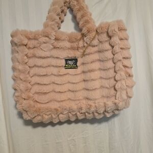 MINKY COUTURE Annie Large Bag Ripple Blush Plush-Pink 13"x18"x4" -